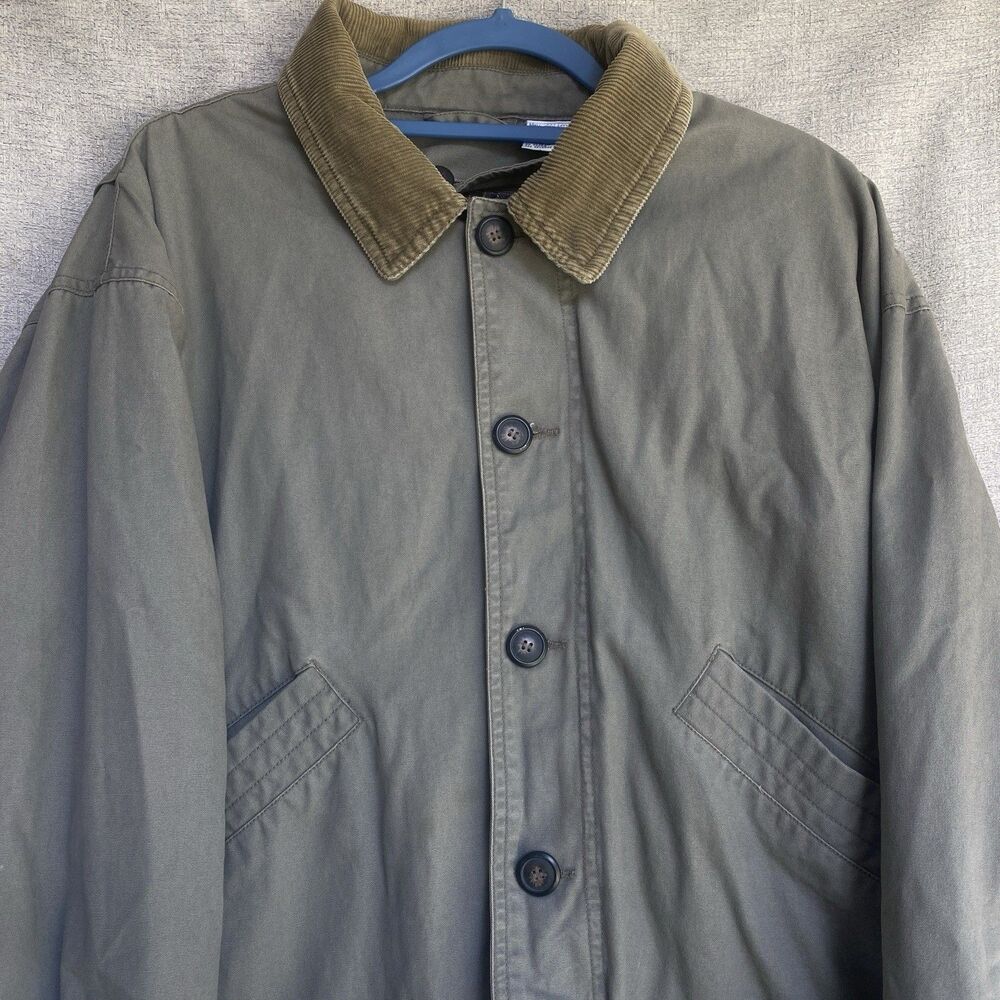 Cintas Barn Chore Coat Jacket Mens M Corduroy Collar Plaid Lined Workwear Vtg